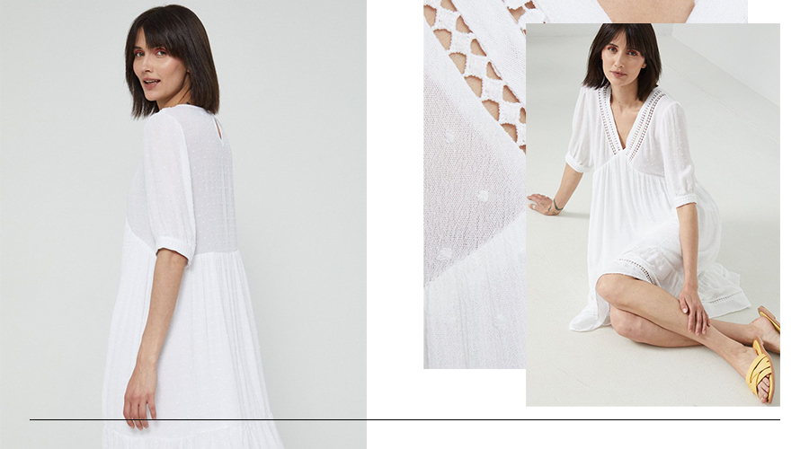 biały total look damski - luźna sukienka mini