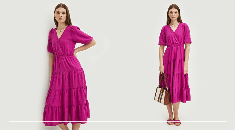 propozycja stylizacji z różową sukienką 